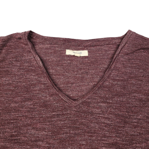 Madewell Shirt Small Maroon Red Purple V Neck Long Sleeve Flowy Lightweight - Picture 5 of 9